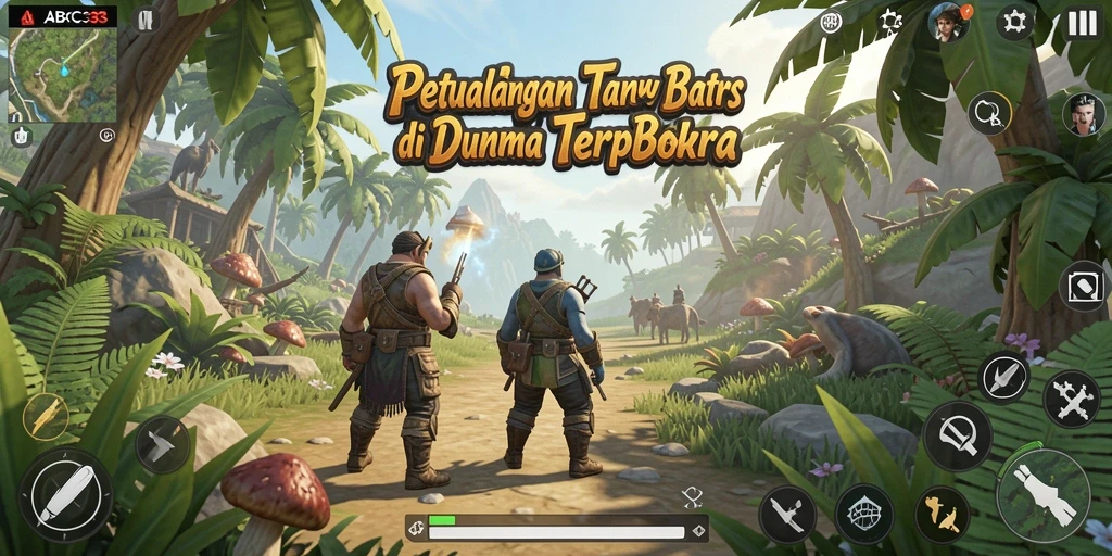 Screenshot utama ABC33 menunjukkan petualangan seru di dunia terbuka.