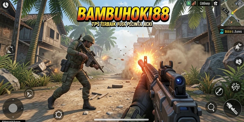 Tangkapan layar utama BAMBUHOKI88 dengan aksi gameplay TPS yang mendebarkan.