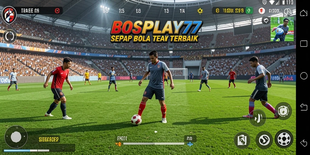Screenshot gameplay BOSPLAY77 yang menampilkan pertandingan sepak bola seru.
