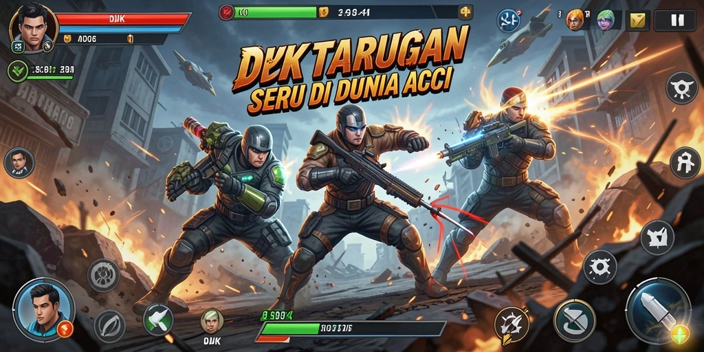 Tampilan gameplay seru di DKK saat karakter bertarung.