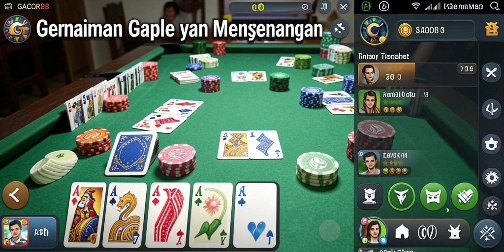 Screenshot tampilan gameplay Gaple GACOR88 yang menarik dan seru.