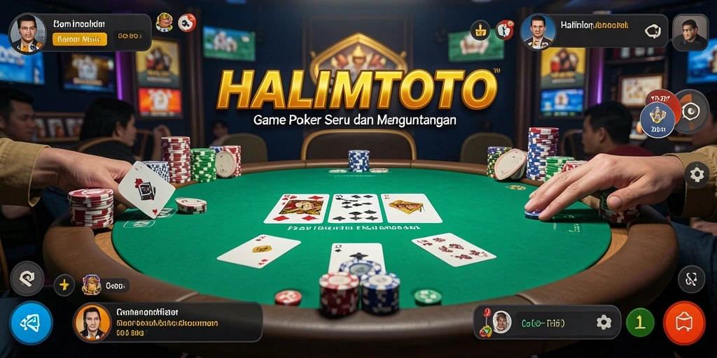 Screenshot gameplay HALIMTOTO menunjukkan aksi mendebarkan pemain poker.