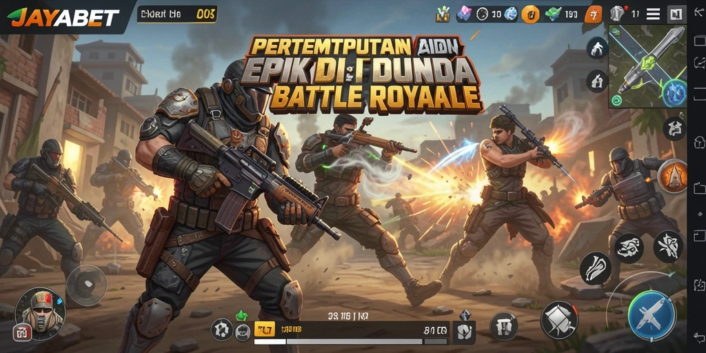Tampilan gameplay JAYABET yang intens dan mendebarkan dalam pertempuran Battle Royale.