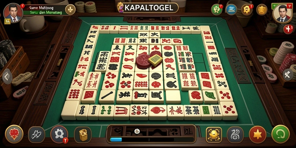 Gameplay menarik KAPALTOGEL dengan desain ubin Mahjong yang berwarna-warni.