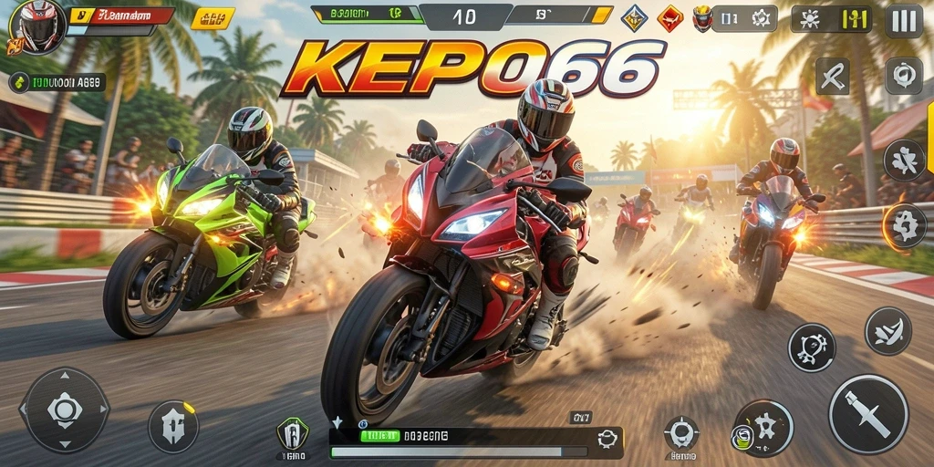 Tampilan seru balapan motor di KEPO66 dengan grafis menakjubkan.