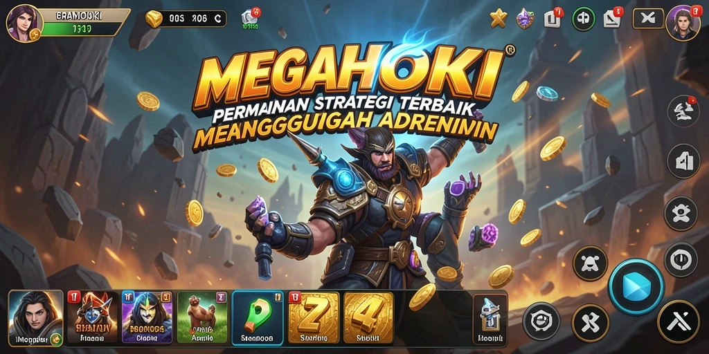 Tangkapan layar utama MEGAHOKI menampilkan pertempuran seru dan strategi cerdas.