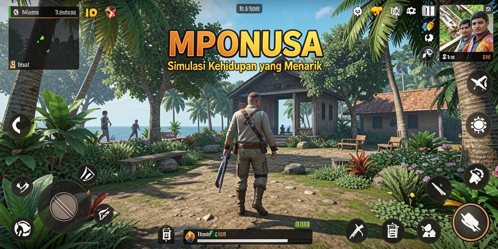 Tampilan utama gameplay MPONUSA menunjukkan interaksi dan lingkungan yang menarik.