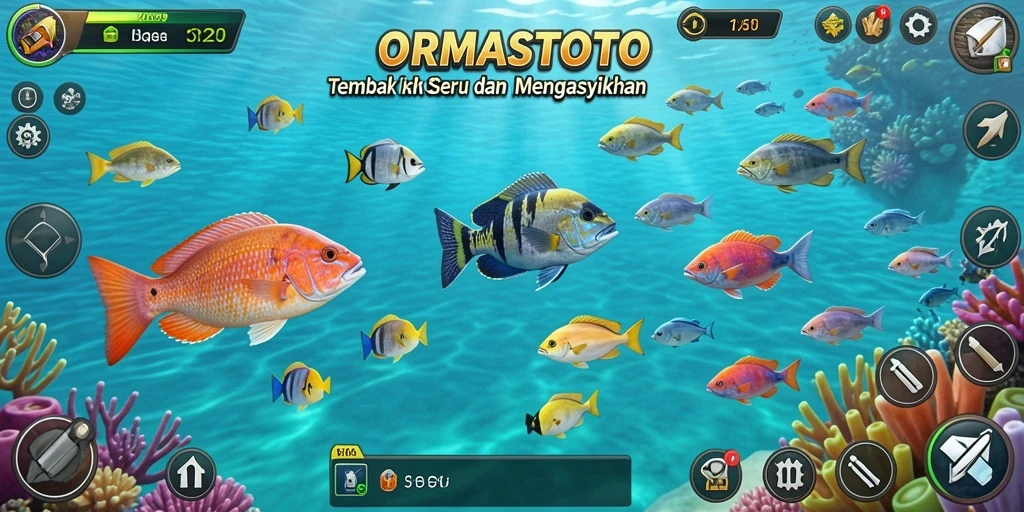 Tampilan gameplay menarik saat menembak ikan di ORMASTOTO.